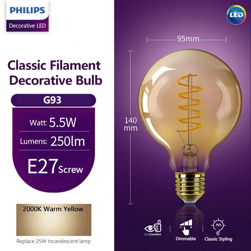 Philips LED Lamp G93 Classic F - Philips Bulb Led Classic recension och pris